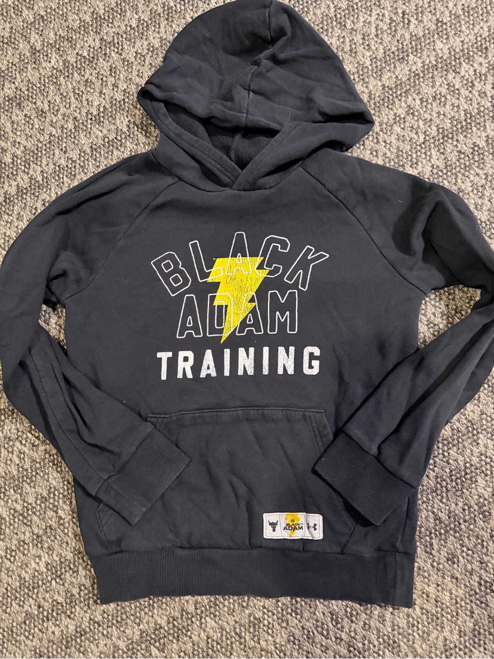 Under Armour Black Adam Training Kids Hoodie - Black with Yellow Lightning YMD